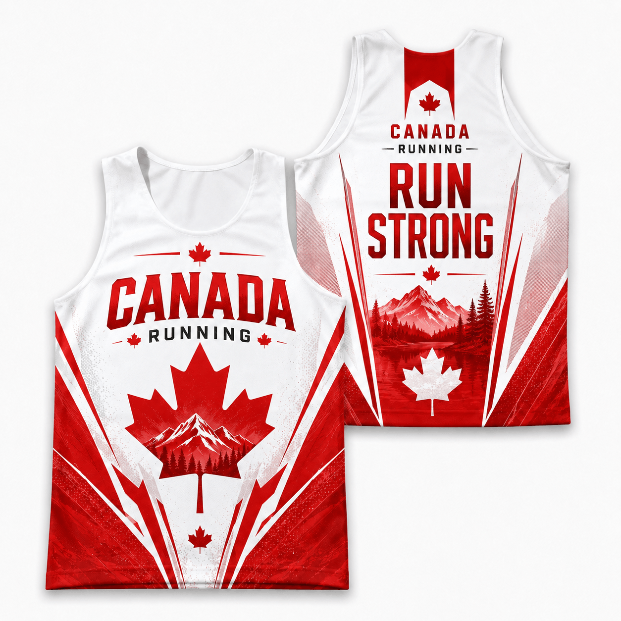 Canada Running Tank Top Maple Leaf Mountain Running Singlet for Men and Women