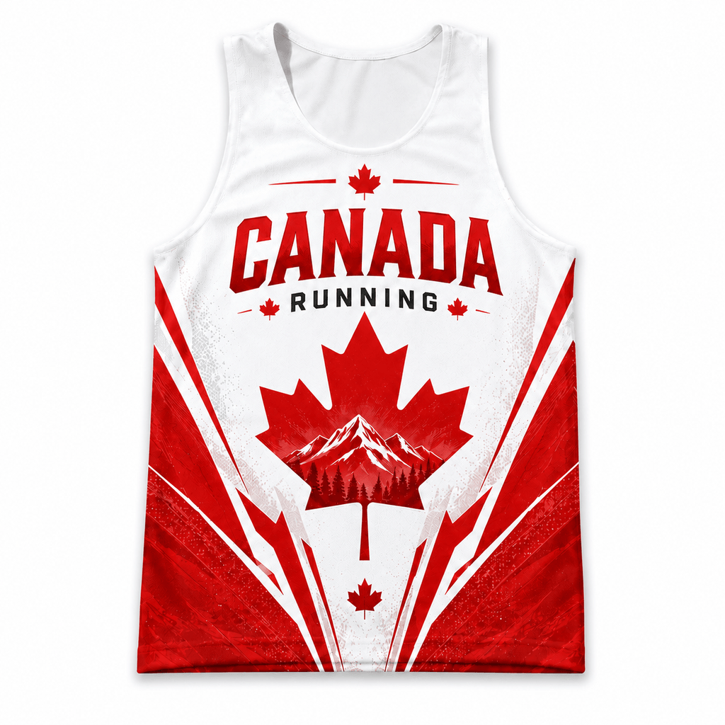 Canada Running Tank Top Maple Leaf Mountain Running Singlet for Men and Women