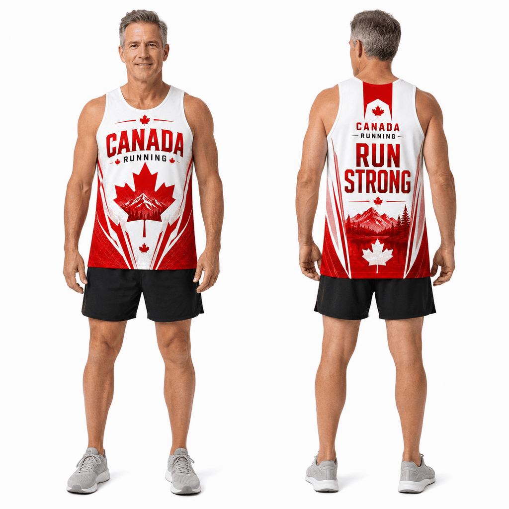 Canada Running Tank Top Maple Leaf Mountain Running Singlet for Men and Women