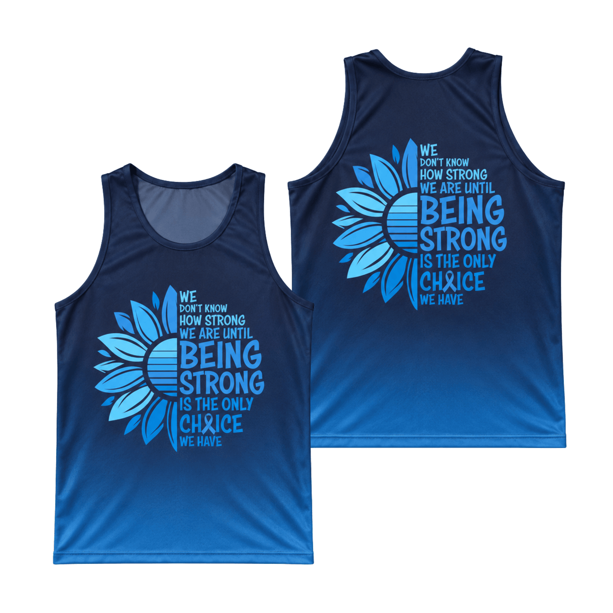 Cancer Survivor Running Tank Top Blue Sunflower Running Singlet for Men and Women