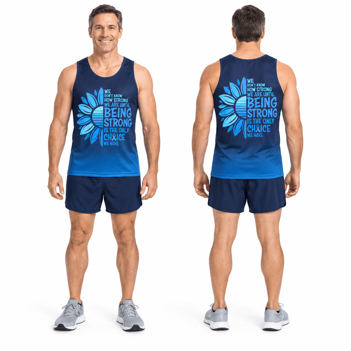 Cancer Survivor Running Tank Top Blue Sunflower Running Singlet for Men and Women