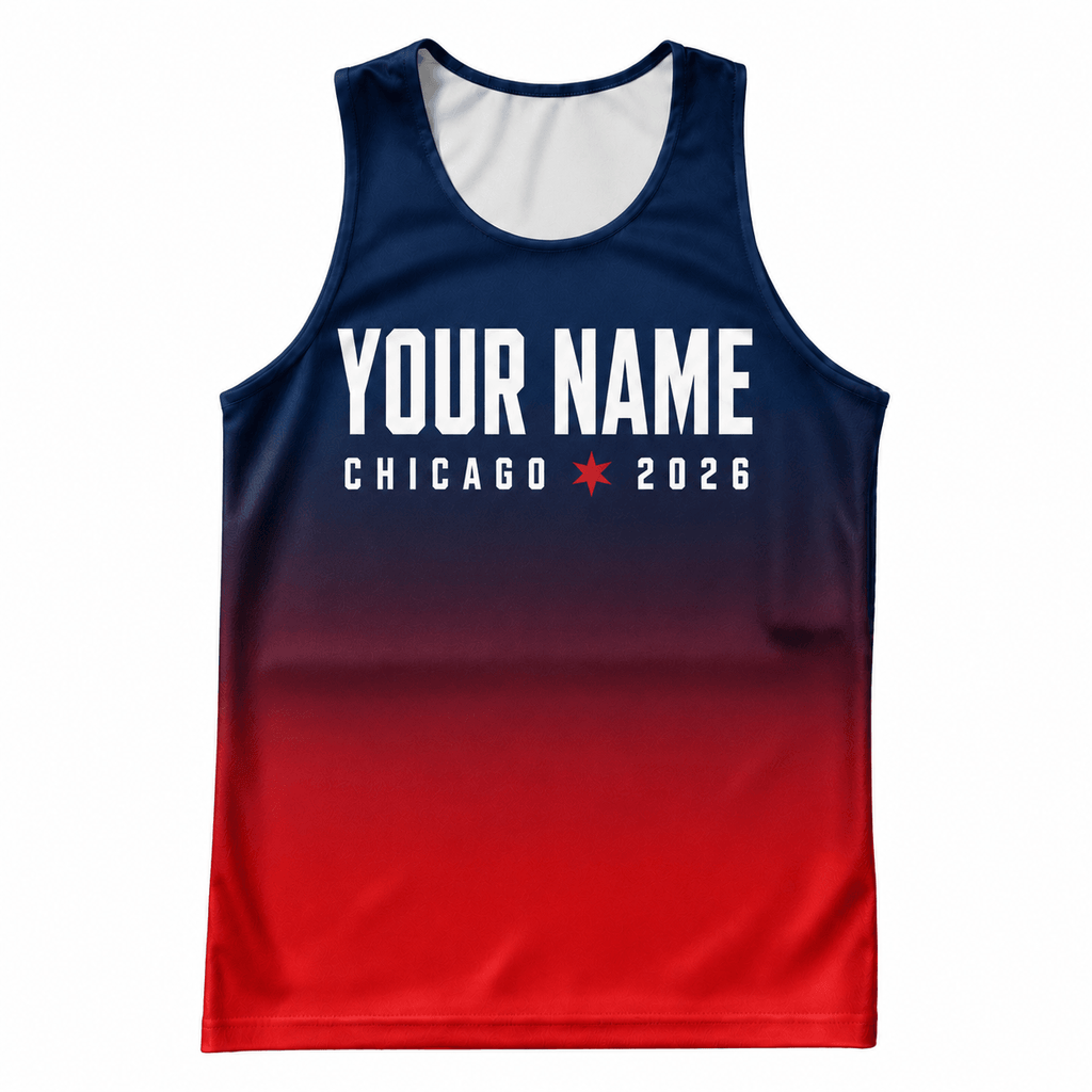 Custom Running Tank Top - Chicago 2026 Personalized Tech Singlet