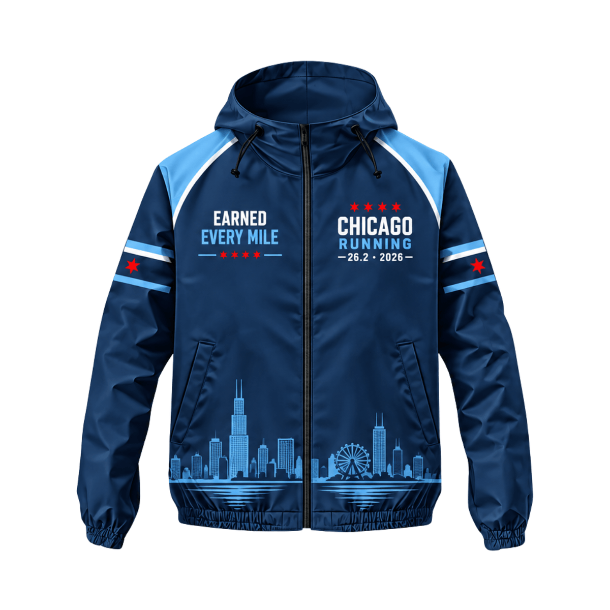 Chicago Running Earned Every Mile 2026 Running Windbreaker Jacket