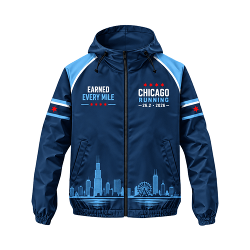 Chicago Running Earned Every Mile 2026 Running Windbreaker Jacket