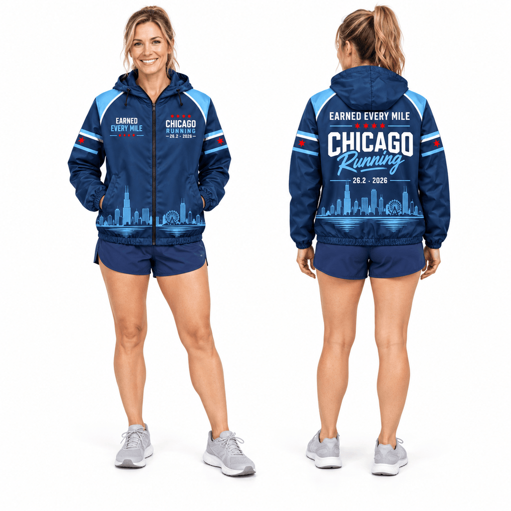 Chicago Running Earned Every Mile 2026 Running Windbreaker Jacket
