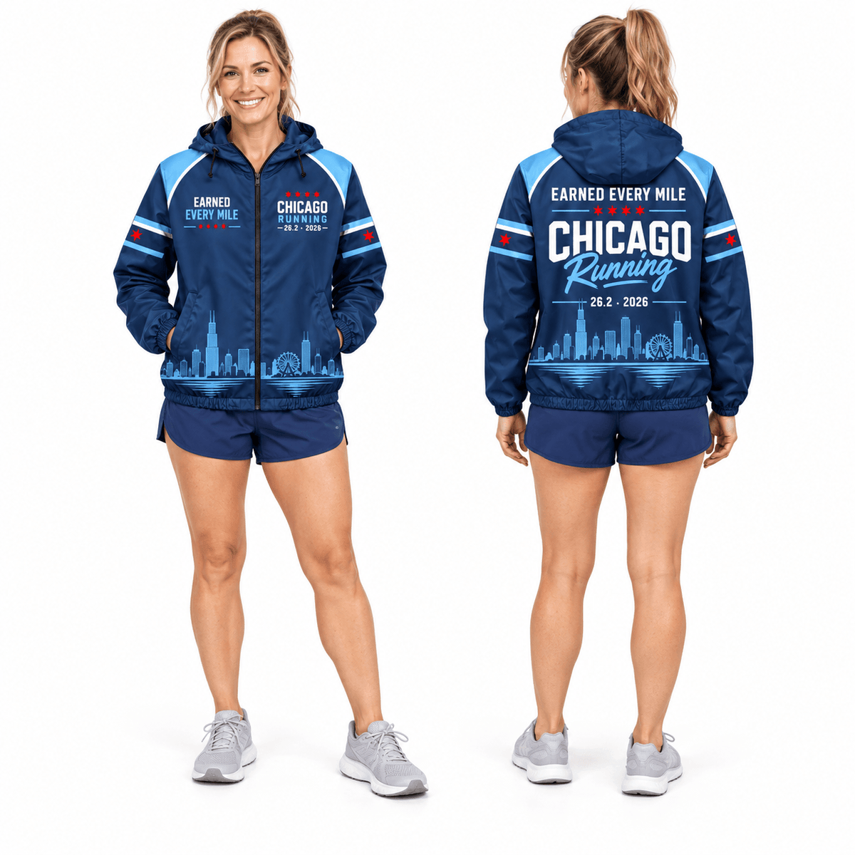 Chicago Running Earned Every Mile 2026 Running Windbreaker Jacket