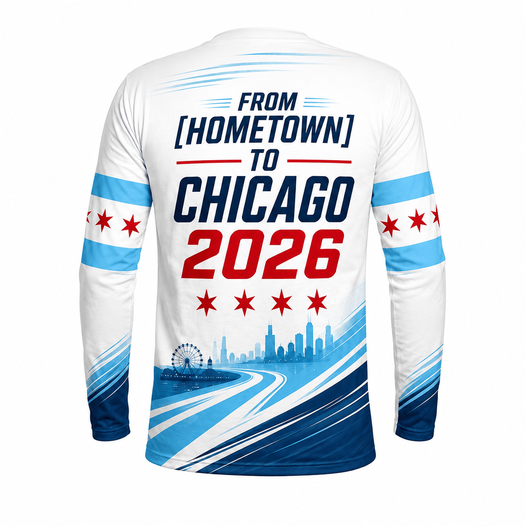 Chicago Running Long Sleeve Shirt Custom Hometown to Chicago 2026 Running Top for Men and Women