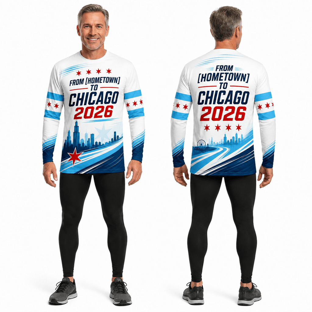 Chicago Running Long Sleeve Shirt Custom Hometown to Chicago 2026 Running Top for Men and Women