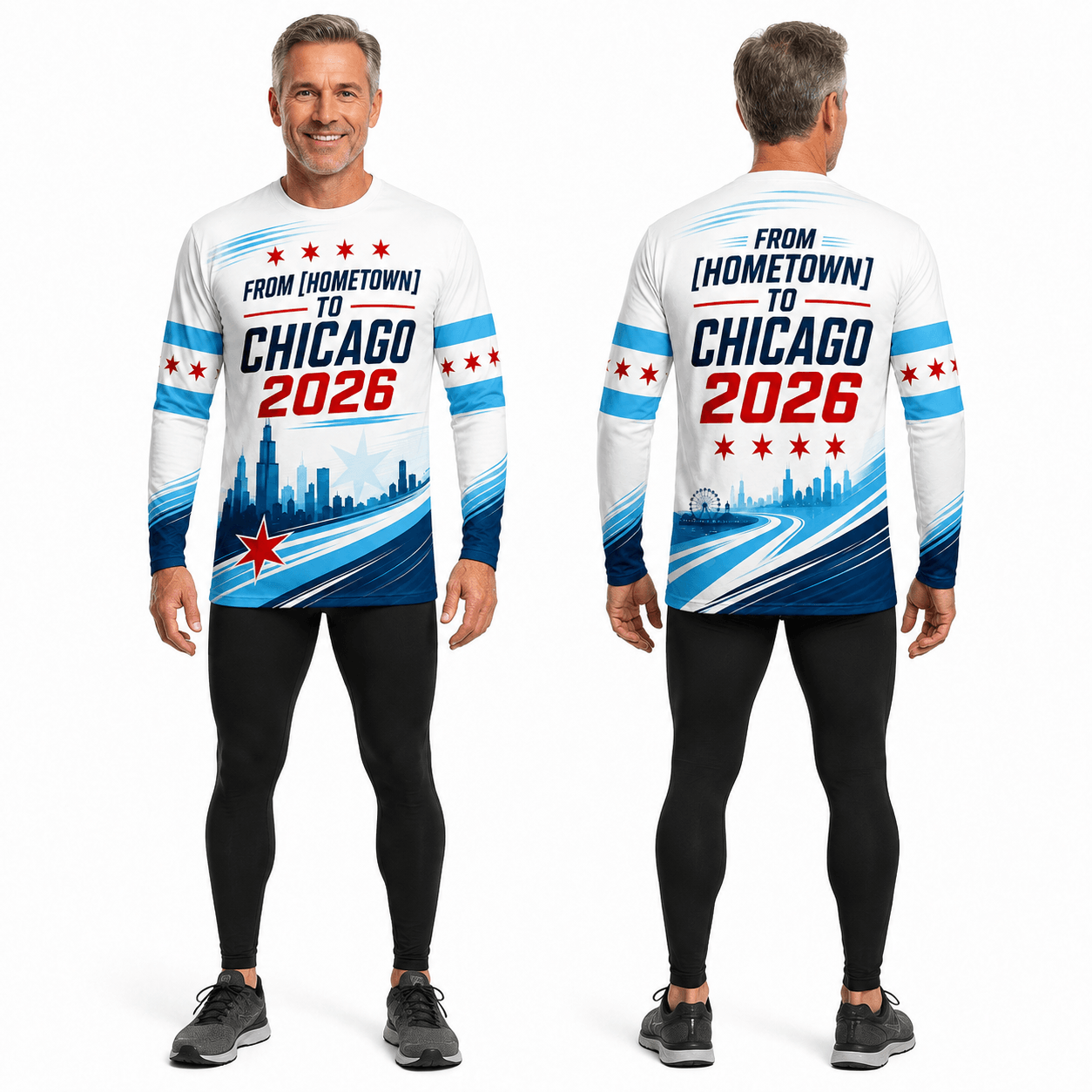Chicago Running Long Sleeve Shirt Custom Hometown to Chicago 2026 Running Top for Men and Women