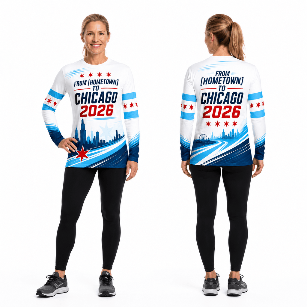 Chicago Running Long Sleeve Shirt Custom Hometown to Chicago 2026 Running Top for Men and Women