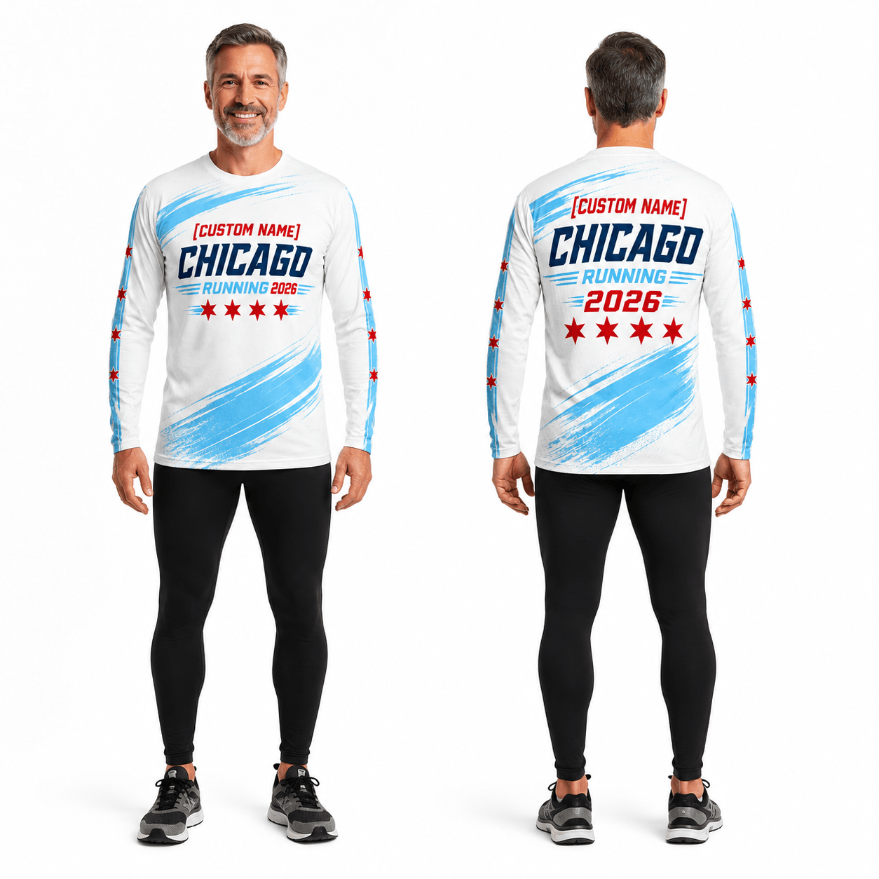 Chicago Running Long Sleeve Shirt Custom Name 2026 Running Top for Men and Women