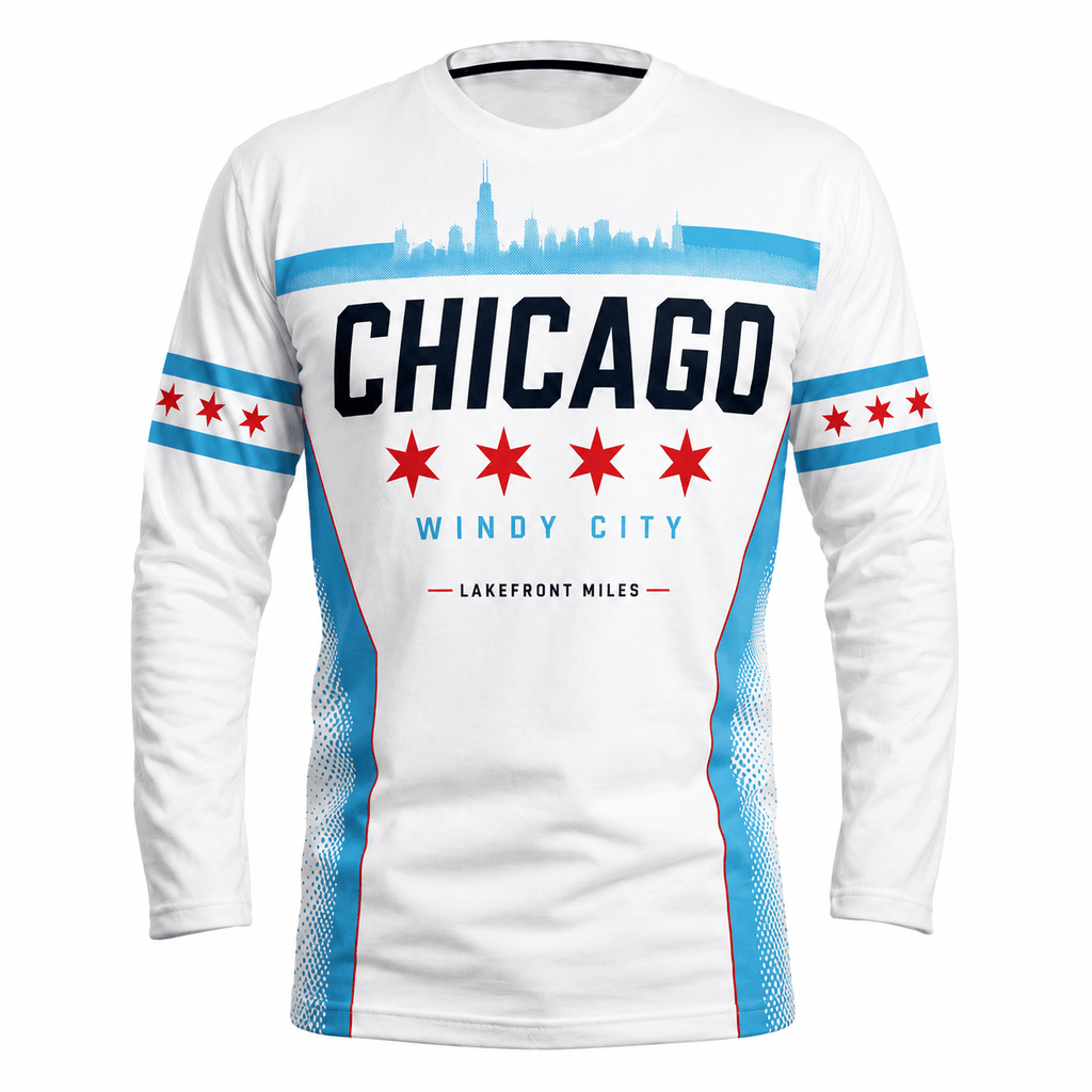 Chicago Running Long Sleeve Shirt Lakefront Miles Running Top for Men and Women