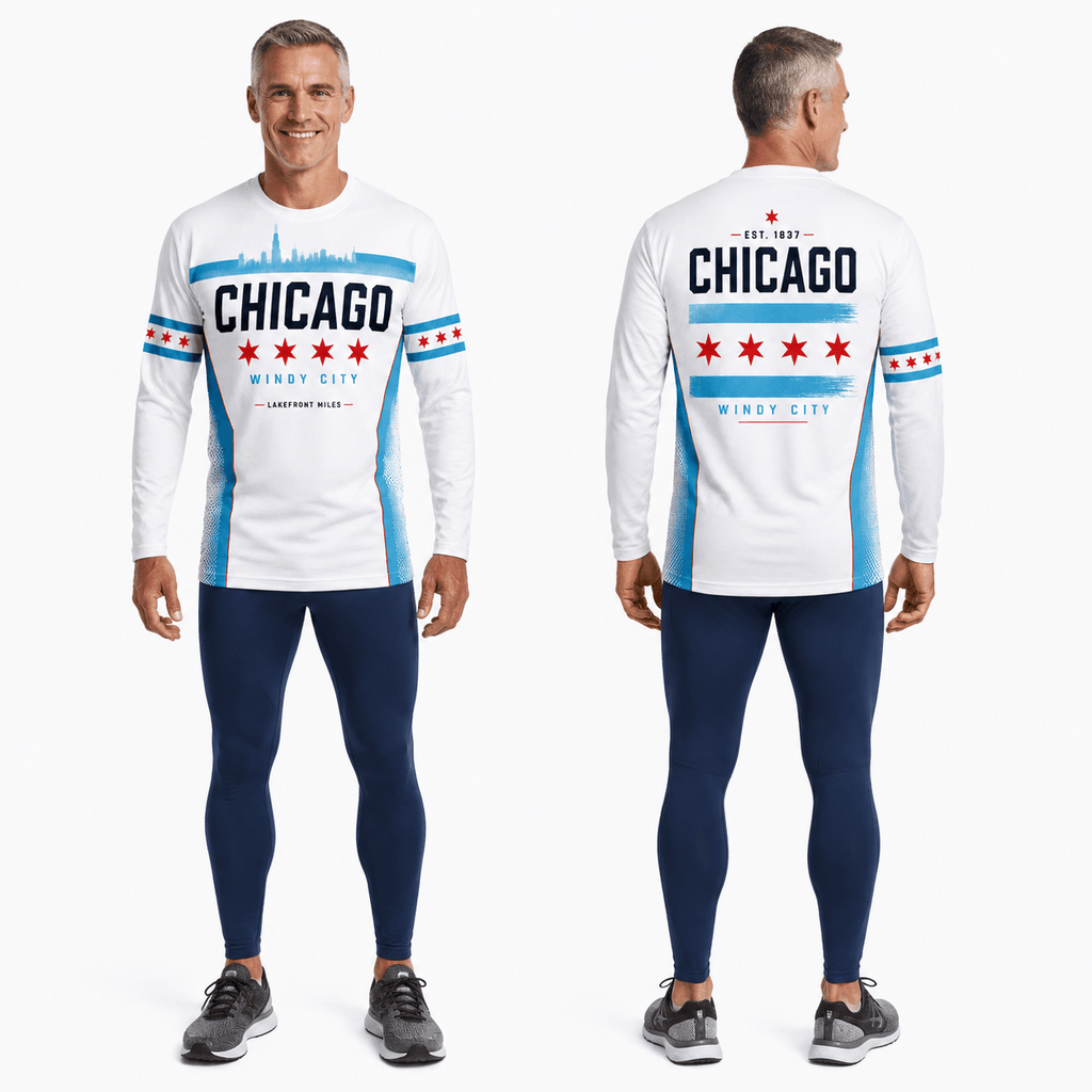 Chicago Running Long Sleeve Shirt Lakefront Miles Running Top for Men and Women
