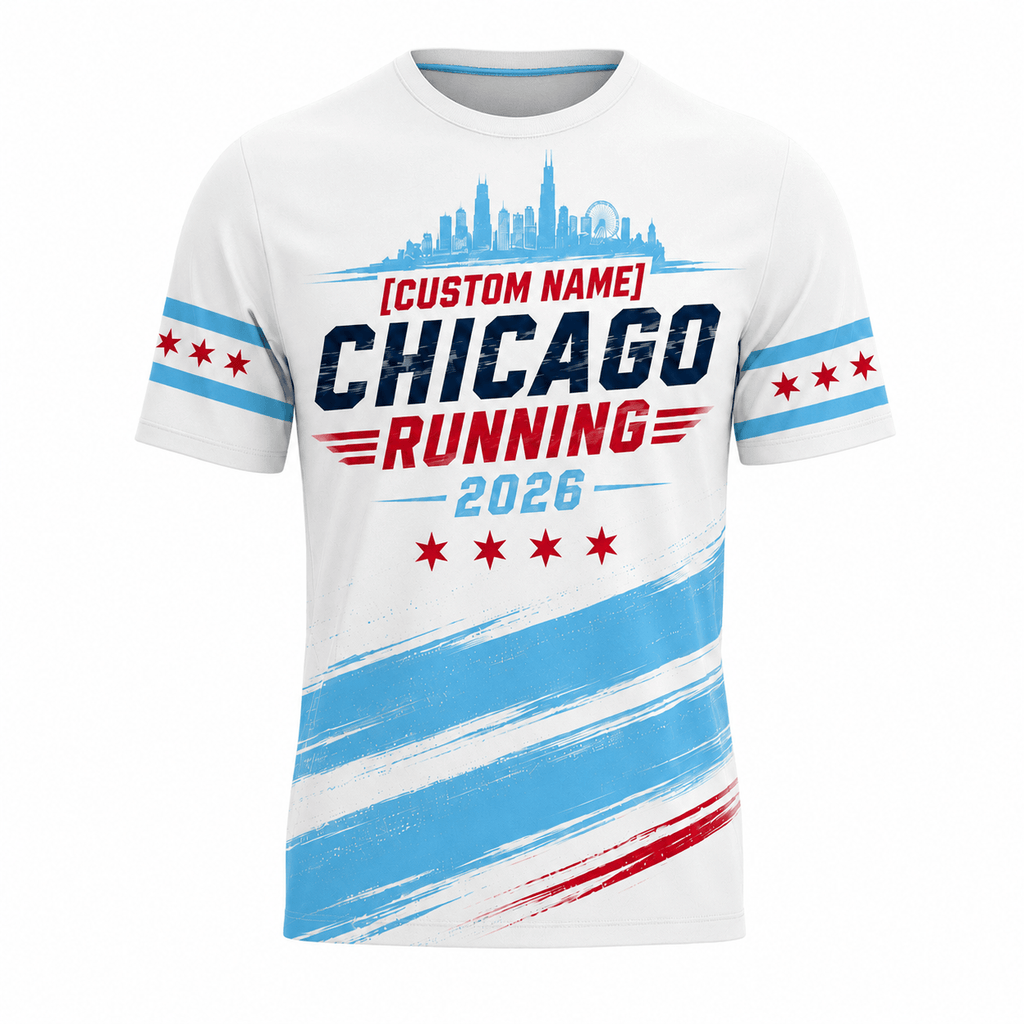 Chicago Running T-Shirt Customized Name Chicago 2026 Running Tee for Men and Women