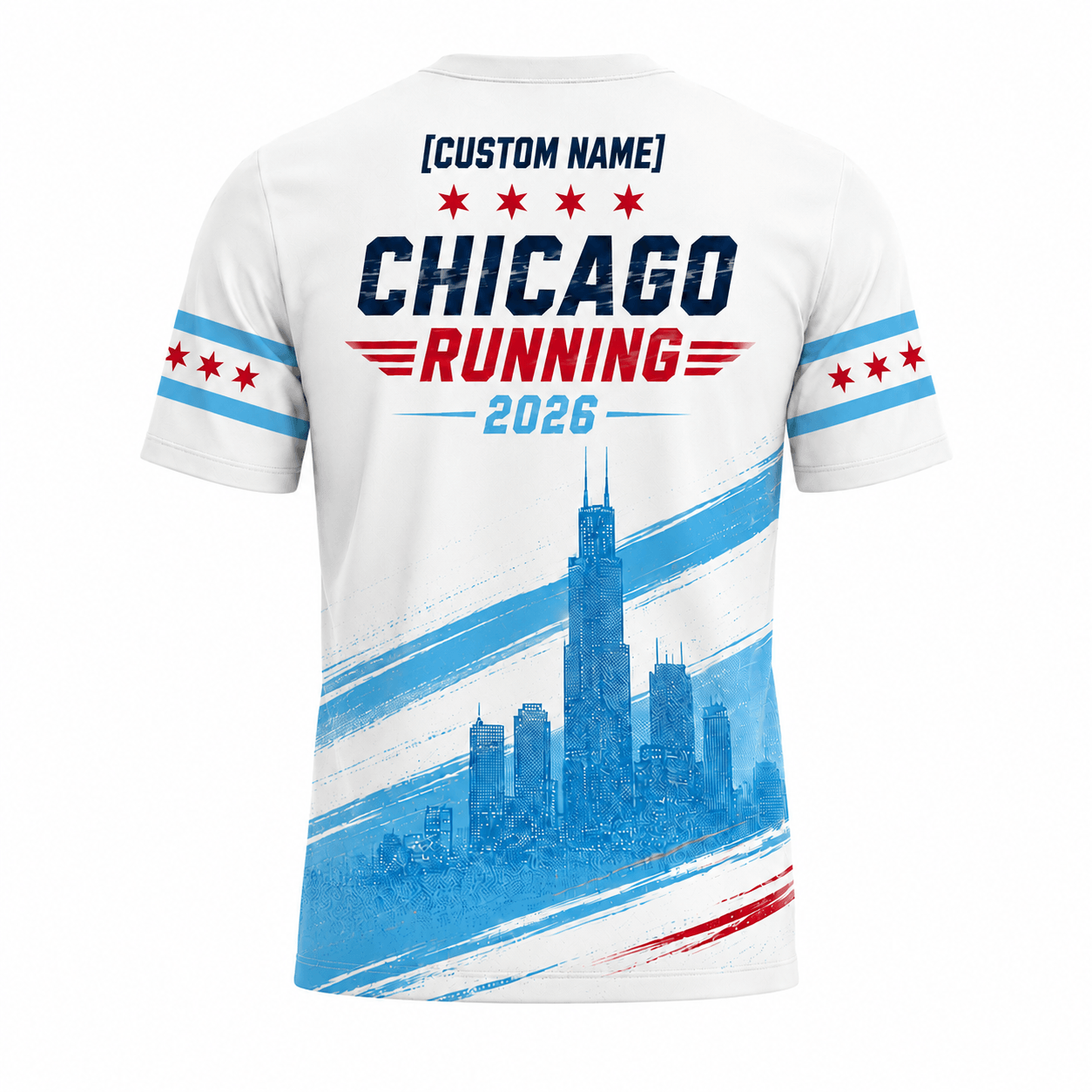Chicago Running T-Shirt Customized Name Chicago 2026 Running Tee for Men and Women