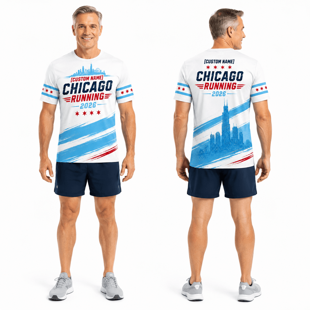 Chicago Running T-Shirt Customized Name Chicago 2026 Running Tee for Men and Women
