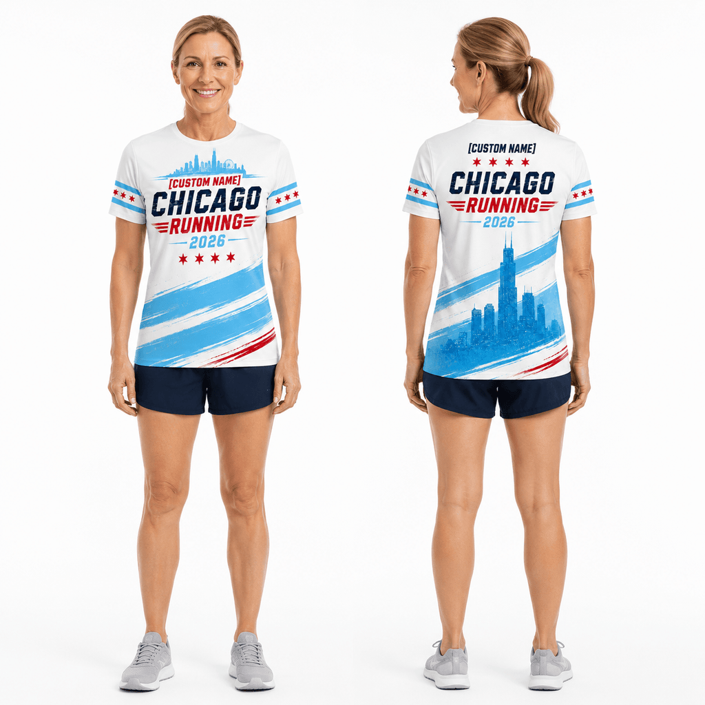 Chicago Running T-Shirt Customized Name Chicago 2026 Running Tee for Men and Women