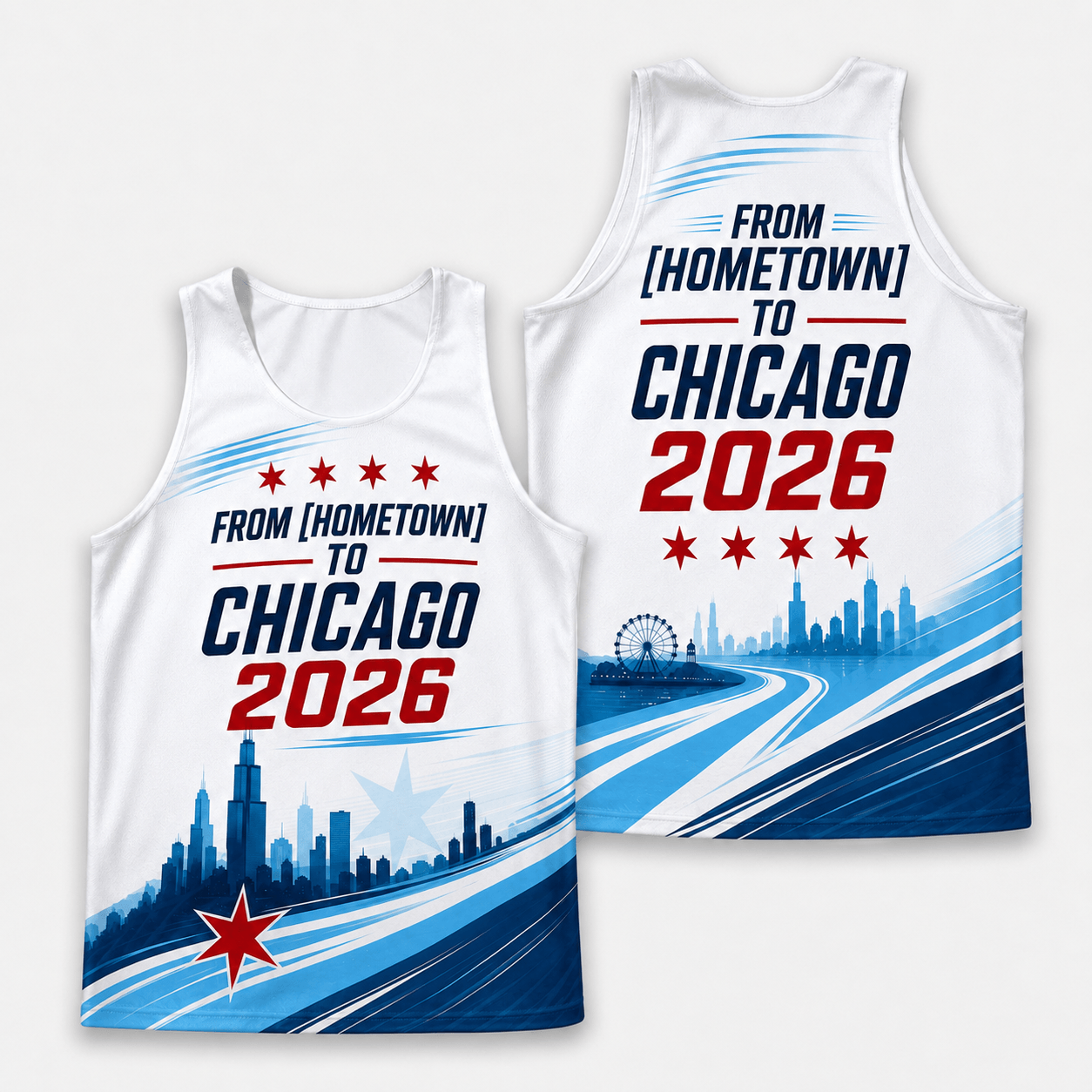 Chicago Running Tank Top Custom Hometown to Chicago 2026 Running Singlet for Men and Women