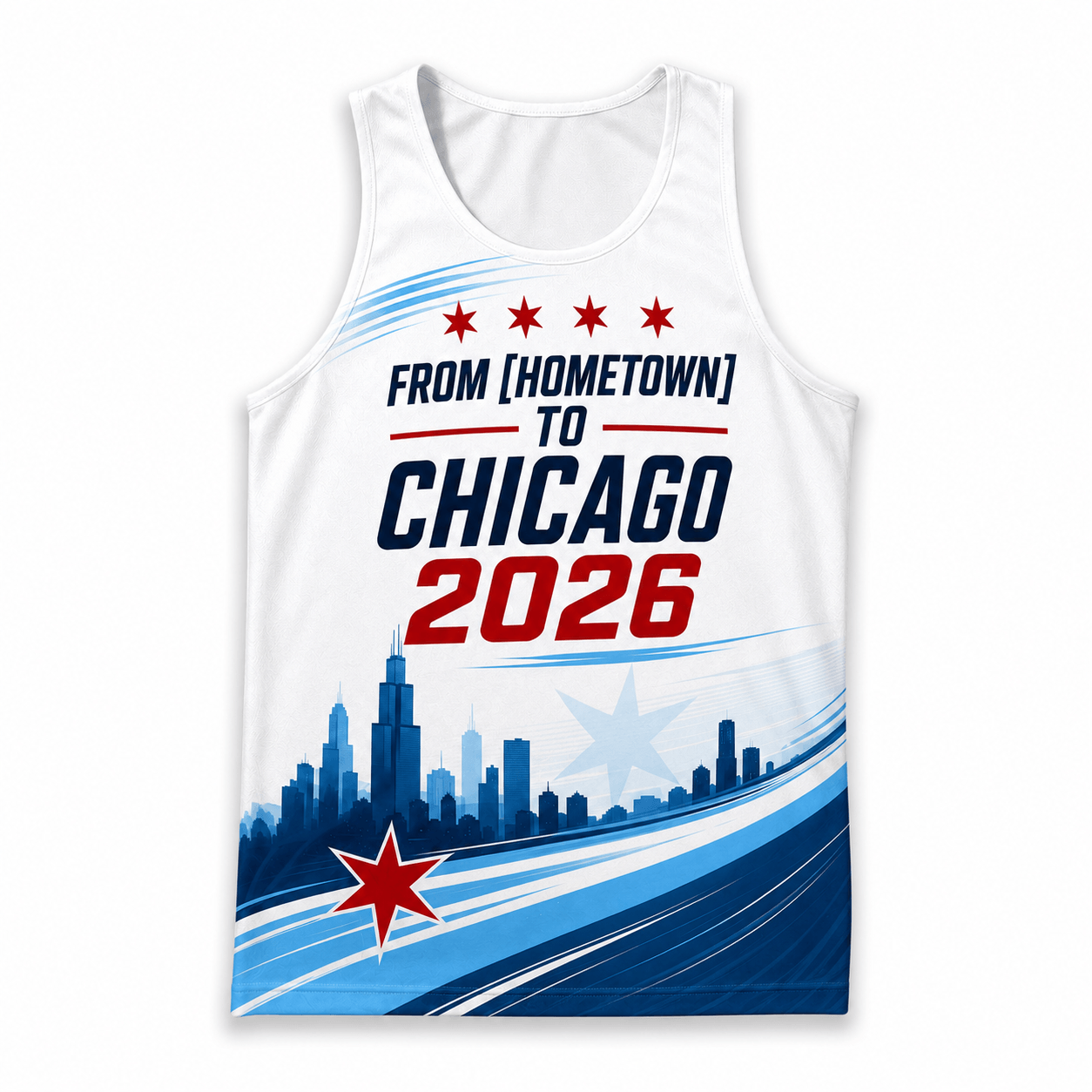 Chicago Running Tank Top Custom Hometown to Chicago 2026 Running Singlet for Men and Women