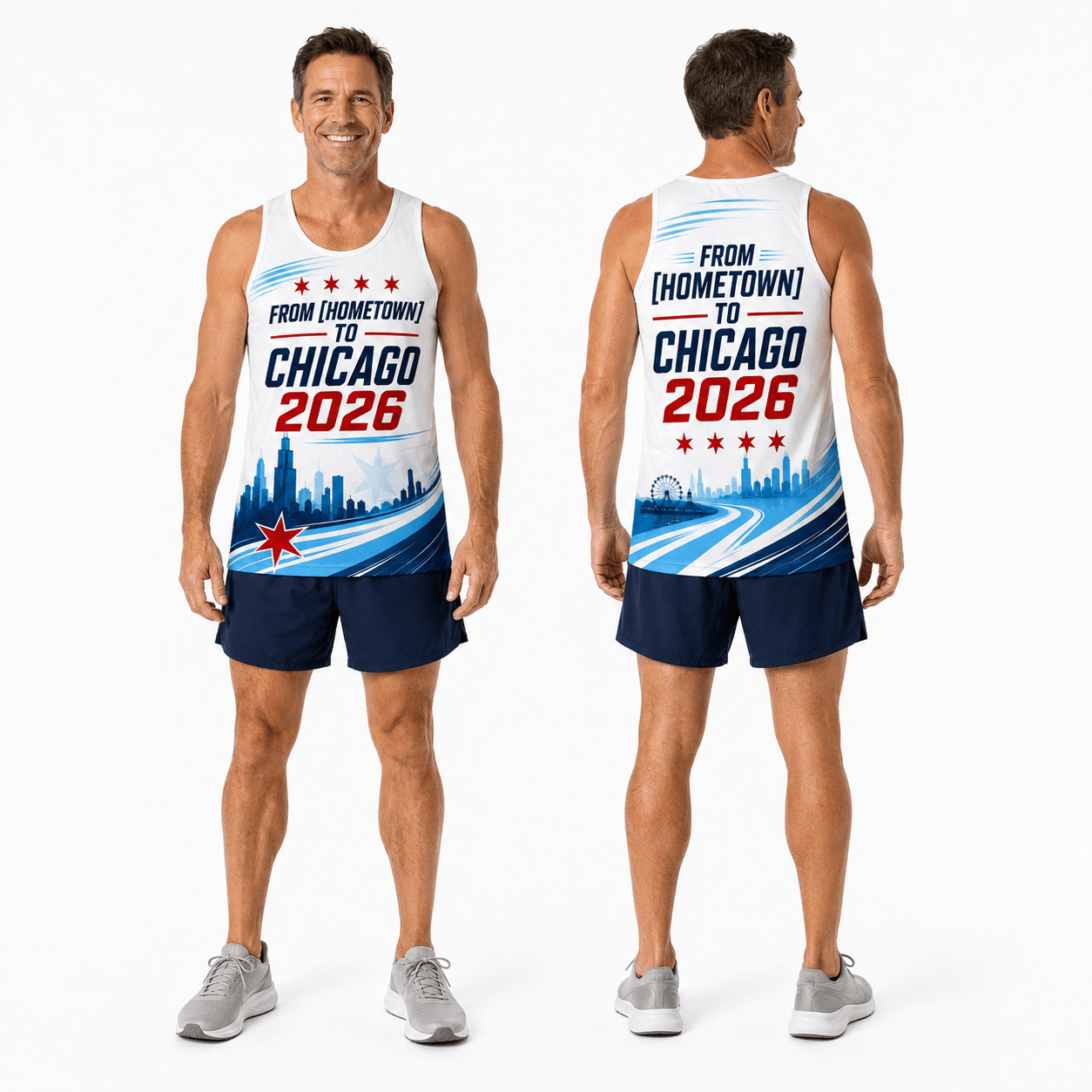 Chicago Running Tank Top Custom Hometown to Chicago 2026 Running Singlet for Men and Women