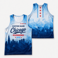 Chicago Running Tank Top Custom Name 2026 Blue Mosaic Running Singlet for Men and Women