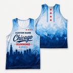 Chicago Running Tank Top Custom Name 2026 Blue Mosaic Running Singlet for Men and Women