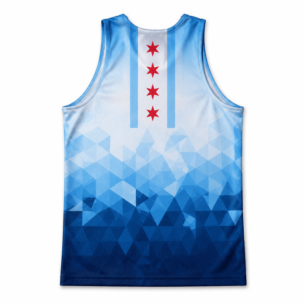 Chicago Running Tank Top Custom Name 2026 Blue Mosaic Running Singlet for Men and Women