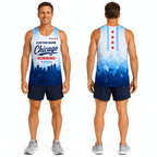 Chicago Running Tank Top Custom Name 2026 Blue Mosaic Running Singlet for Men and Women