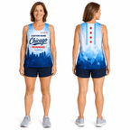 Chicago Running Tank Top Custom Name 2026 Blue Mosaic Running Singlet for Men and Women