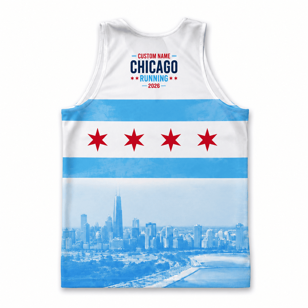 Chicago Running Tank Top Custom Name 2026 Chicago Flag Running Singlet for Men and Women