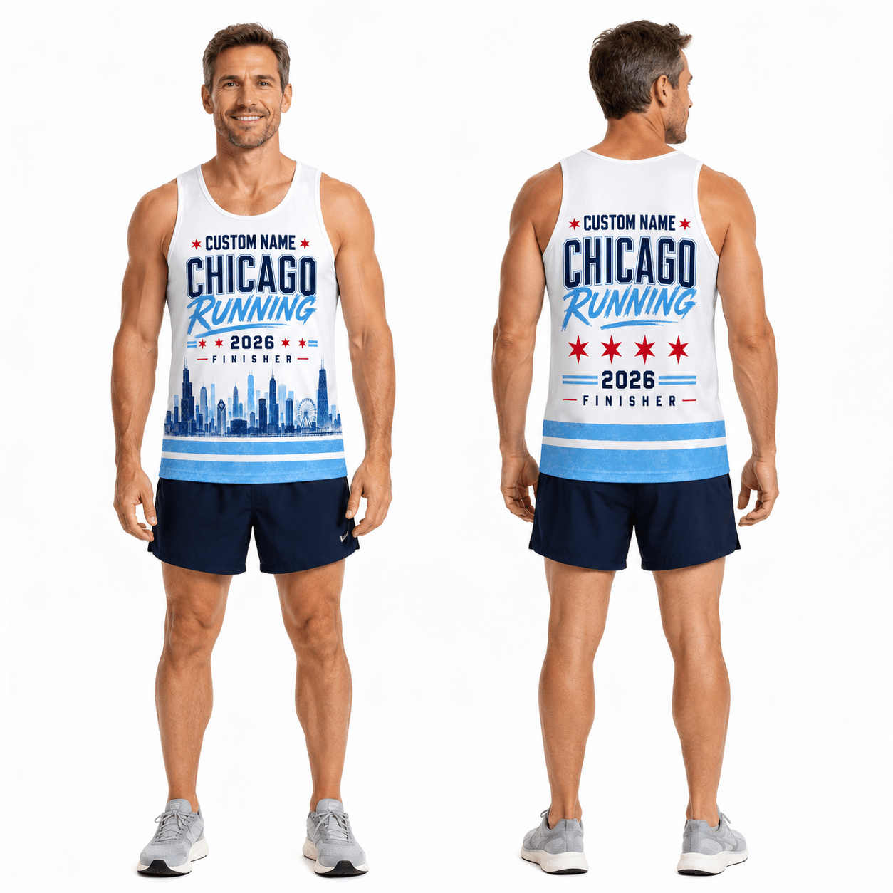 Chicago Running Tank Top Custom Name 2026 Finisher Running Singlet for Men and Women