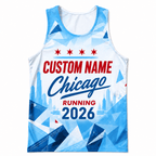 Chicago Running Tank Top Custom Name 2026 Ice Blue Running Singlet for Men and Women