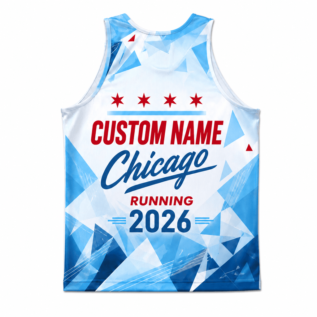 Chicago Running Tank Top Custom Name 2026 Ice Blue Running Singlet for Men and Women