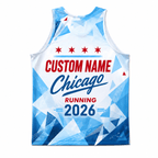 Chicago Running Tank Top Custom Name 2026 Ice Blue Running Singlet for Men and Women