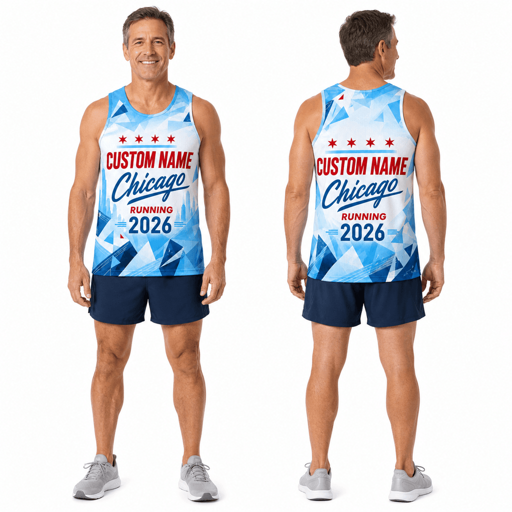 Chicago Running Tank Top Custom Name 2026 Ice Blue Running Singlet for Men and Women
