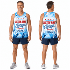 Chicago Running Tank Top Custom Name 2026 Ice Blue Running Singlet for Men and Women