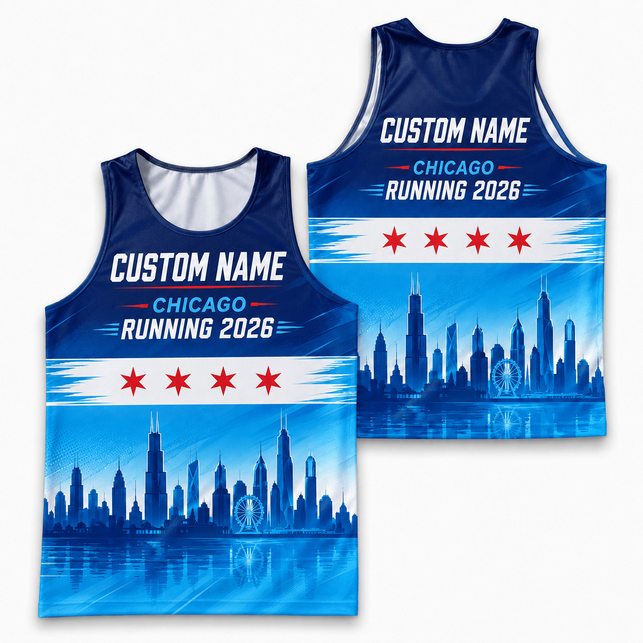 Chicago Running Tank Top Custom Name 2026 Lakefront Running Singlet for Men and Women