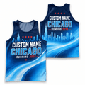 Chicago Running Tank Top Custom Name 2026 Midnight Blue City Running Singlet for Men and Women