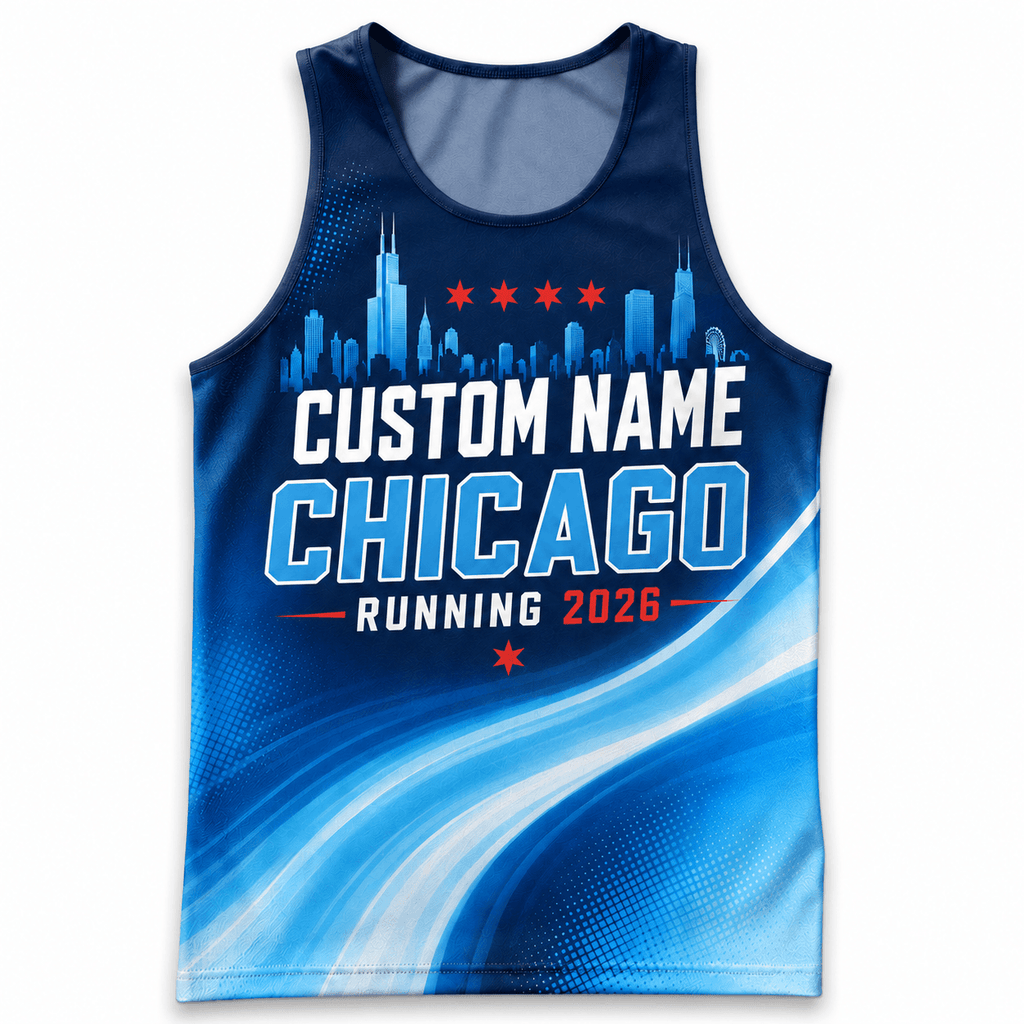 Chicago Running Tank Top Custom Name 2026 Midnight Blue City Running Singlet for Men and Women