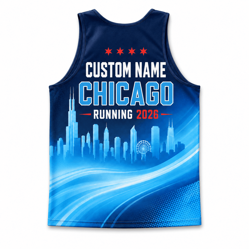 Chicago Running Tank Top Custom Name 2026 Midnight Blue City Running Singlet for Men and Women
