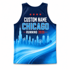 Chicago Running Tank Top Custom Name 2026 Midnight Blue City Running Singlet for Men and Women