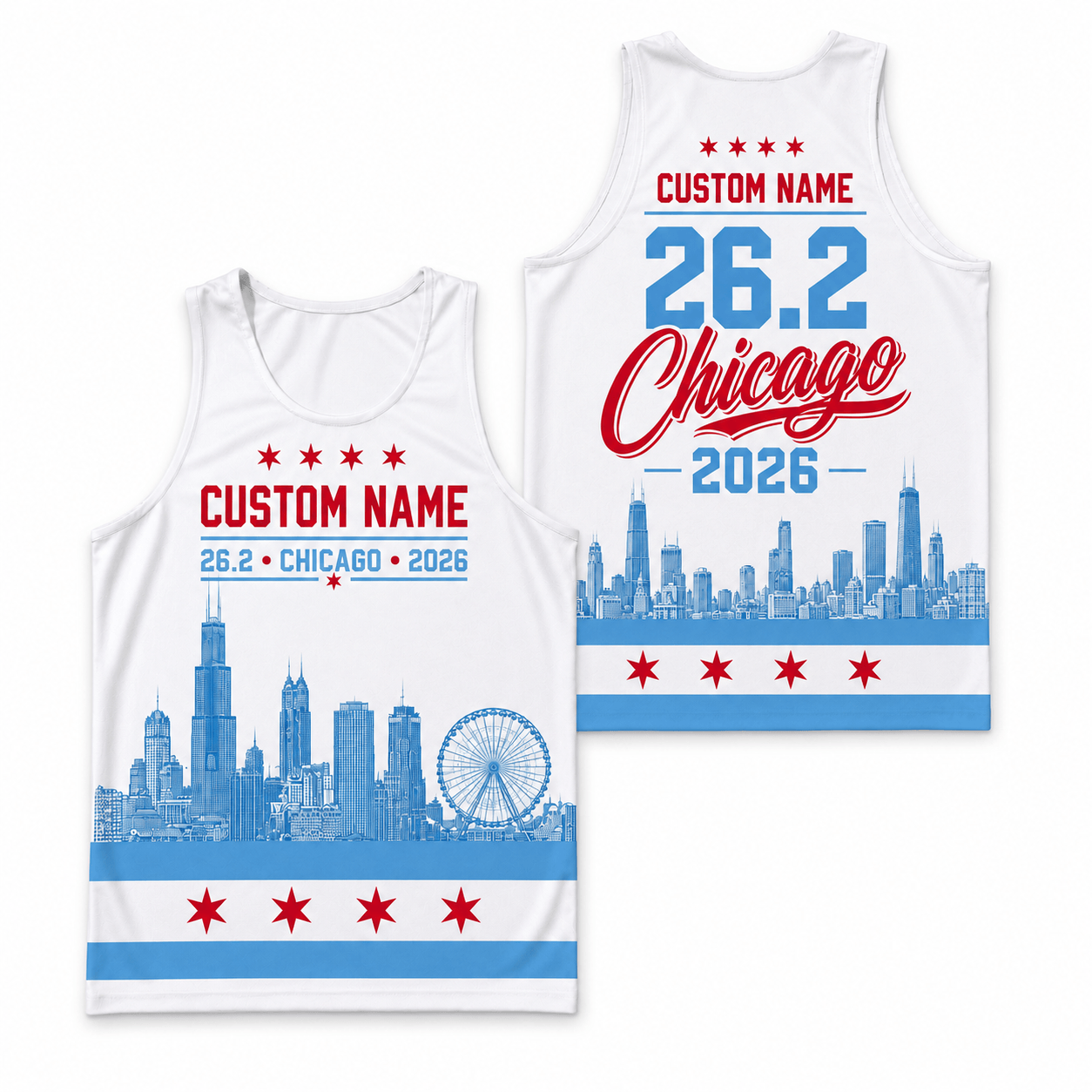 Chicago Running Tank Top Custom Name 26.2 2026 Running Singlet for Men and Women