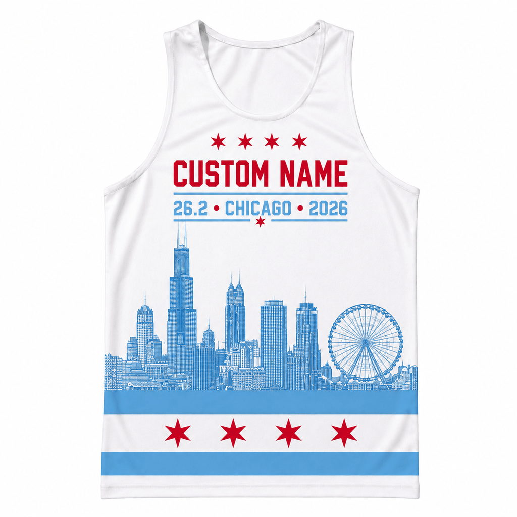 Chicago Running Tank Top Custom Name 26.2 2026 Running Singlet for Men and Women