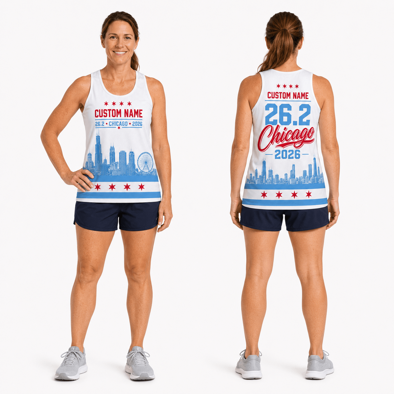 Chicago Running Tank Top Custom Name 26.2 2026 Running Singlet for Men and Women