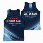 Chicago Running Tank Top Custom Name Chicago 2026 Navy Running Singlet for Men and Women