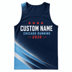 Chicago Running Tank Top Custom Name Chicago 2026 Navy Running Singlet for Men and Women