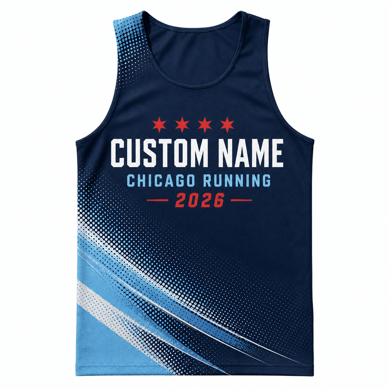 Chicago Running Tank Top Custom Name Chicago 2026 Navy Running Singlet for Men and Women