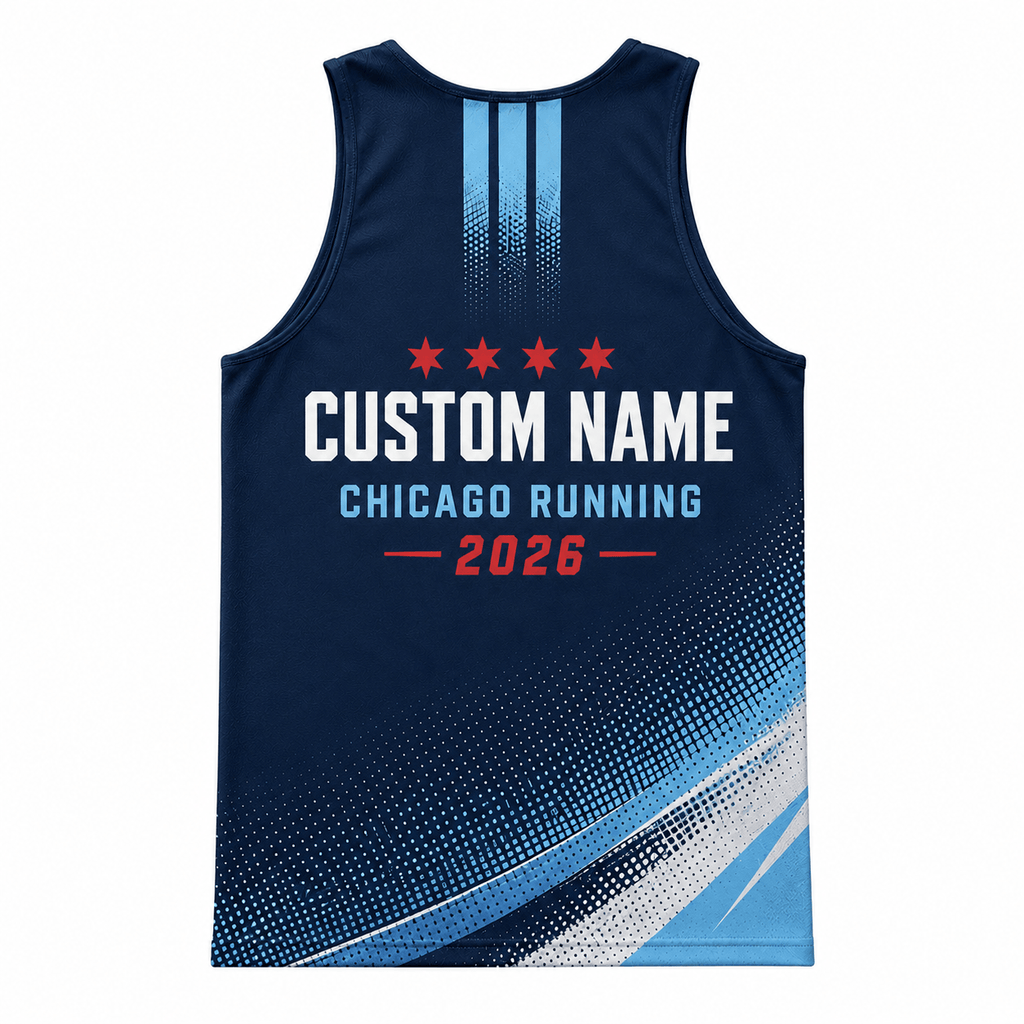 Chicago Running Tank Top Custom Name Chicago 2026 Navy Running Singlet for Men and Women