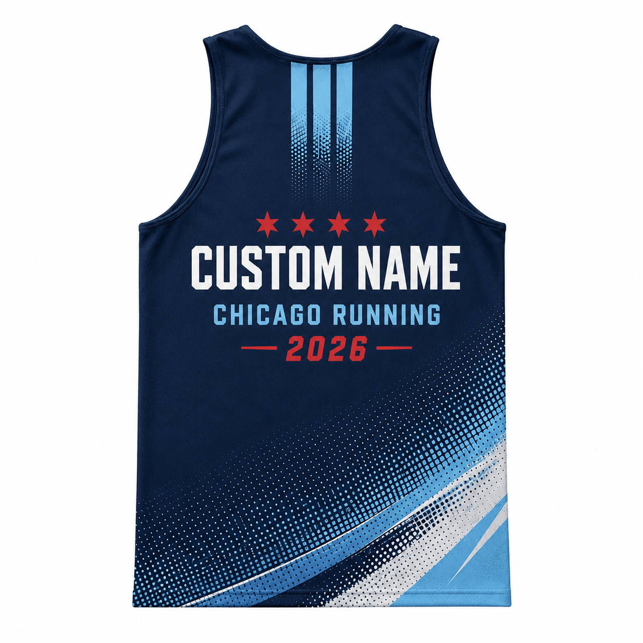 Chicago Running Tank Top Custom Name Chicago 2026 Navy Running Singlet for Men and Women