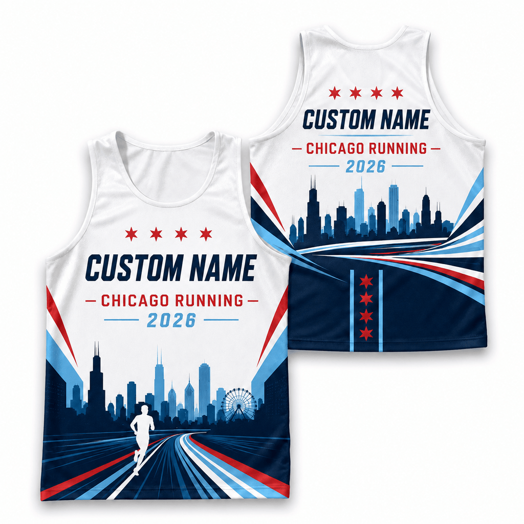 Chicago Running Tank Top Custom Name Chicago Runner 2026 Running Singlet for Men and Women